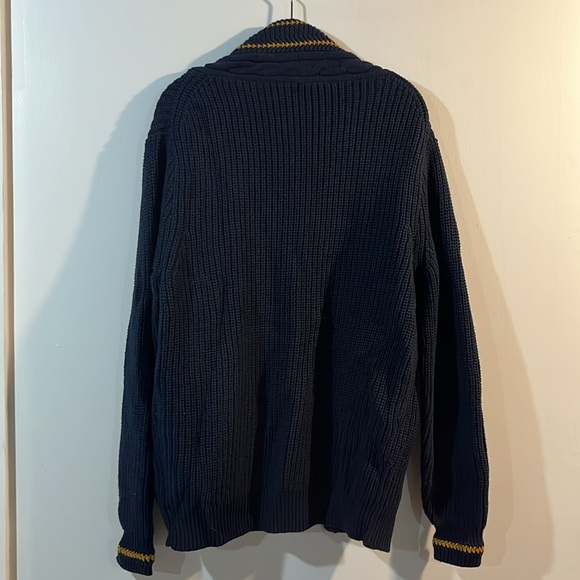 JCrew Men’s Navy Cardigan with Gold Accents - Picture 3 of 3